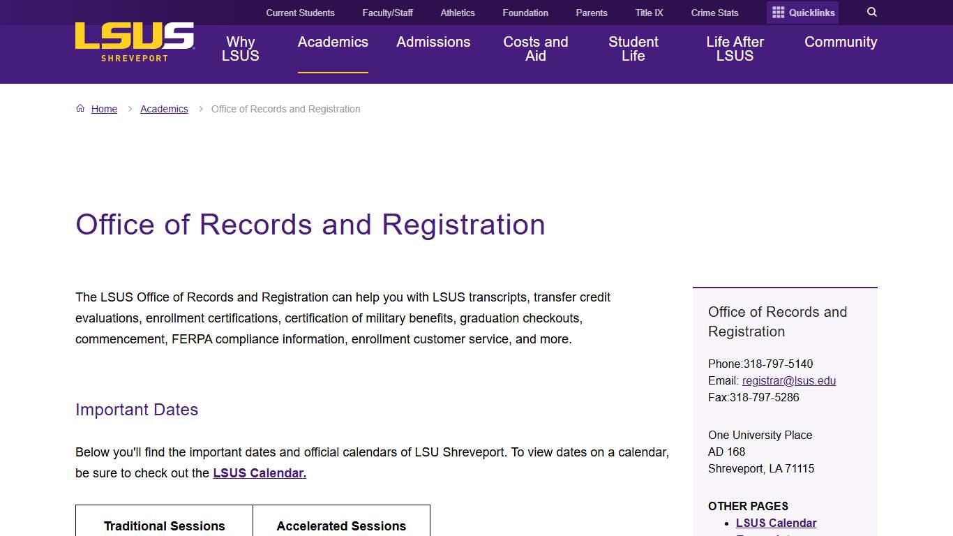 Office of Records and Registration