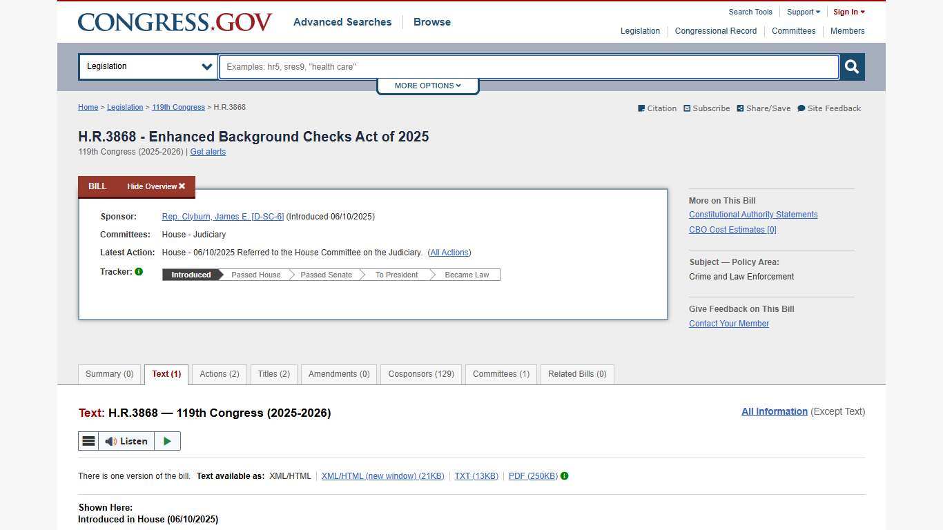 Text - H.R.3868 - 119th Congress (2025-2026): Enhanced Background Checks Act of 2025 | Congress.gov | Library of Congress