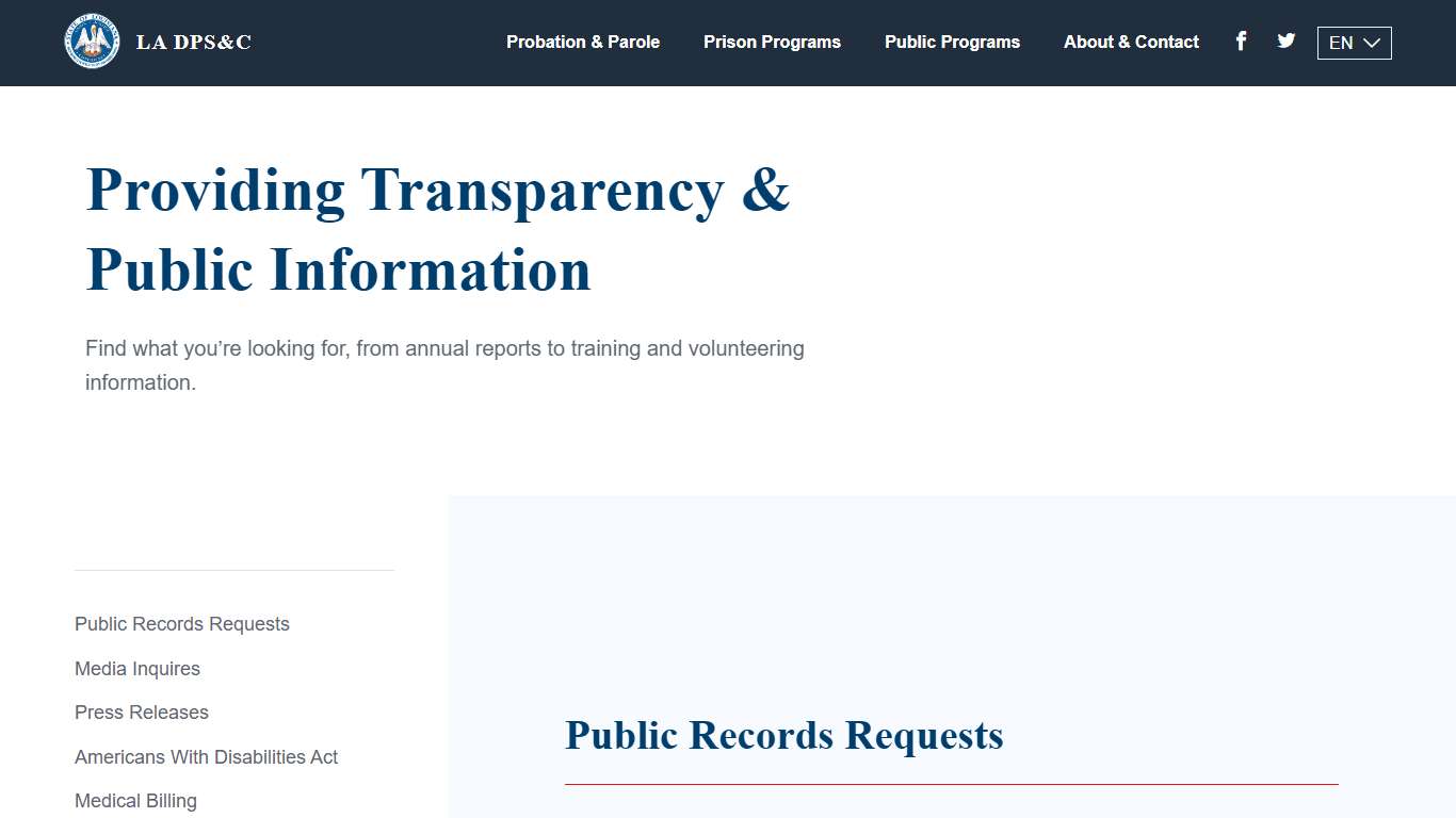 Public Information - Louisiana Department of Public Safety & Corrections